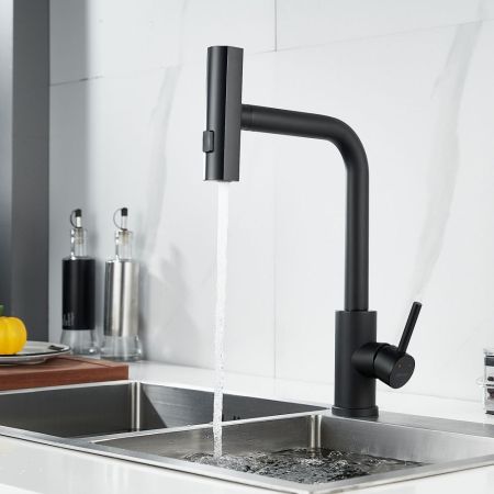 Смеситель для кухни с мультифункциональным изливом Shevanik S263H, черный, артикул S263H