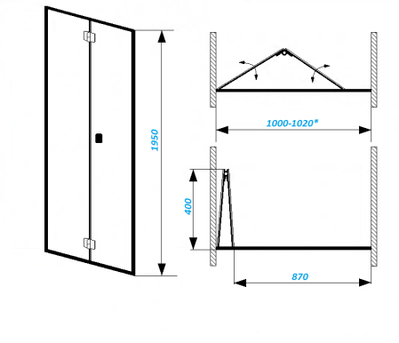 Дверь BELLA D101B душевая в нишу Cerutti SPA (100х195), артикул BELLA D101B
