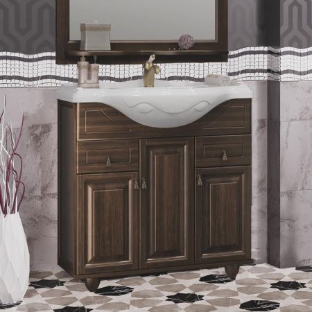 Тумба с раковиной Тибет 85 объемные фасады Opadiris Орех антикварный