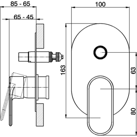 CISAL LineaViva Внешняя часть встраиваемого однорычажного смесителя для ванны/душа, цвет хром, артикул LV00210021