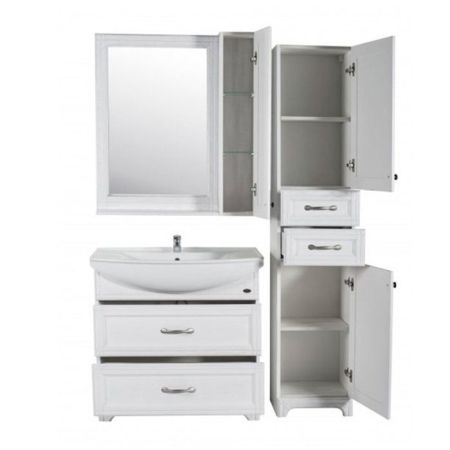 Шкаф пенал ASB-Woodline Берта 40 Белый патина серебро, артикул 10142