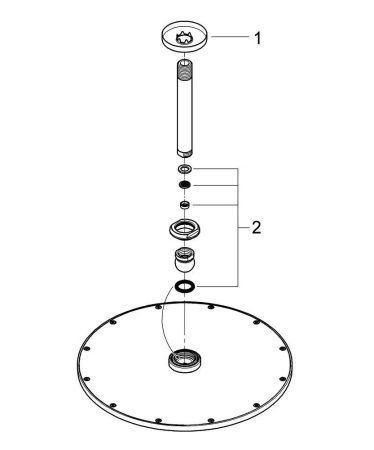 Верхний душ GROHE Rainshower Cosmopolitan 310 с потолочным душевым кронштейном, суперсталь (26067DC0)