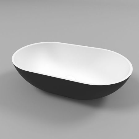 Умывальник WHITECROSS Amber 60x35 (черный/белый мат) иск. камень, артикул 0716.060035.20100