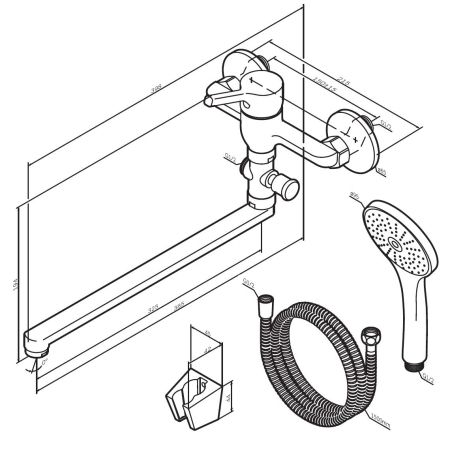 F85B90122 X-Joy S, смеситель д/ванны/душа, излив 325 мм, черн, артикул F85B90122