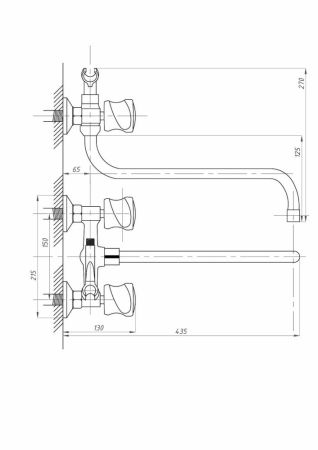 Смеситель для ванны с душем FAUZT FZs-435-39 тип См-ВУДРНШлА, артикул FZs-435-39