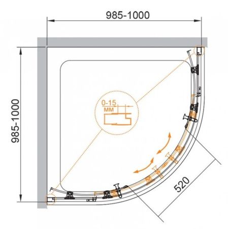 Душевой уголок CEZARES ECO-O-R-2, артикул ECO-O-R-2-100-C-Cr