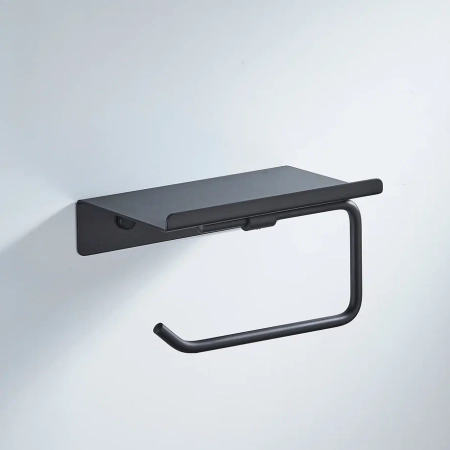 Держатель для туалетной бумаги с полочкой Shevanik SG5705H-1, черный