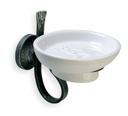 Stil Haus Flora, настенная керамическая мыльница, цвет античный черный, артикул F09(43)