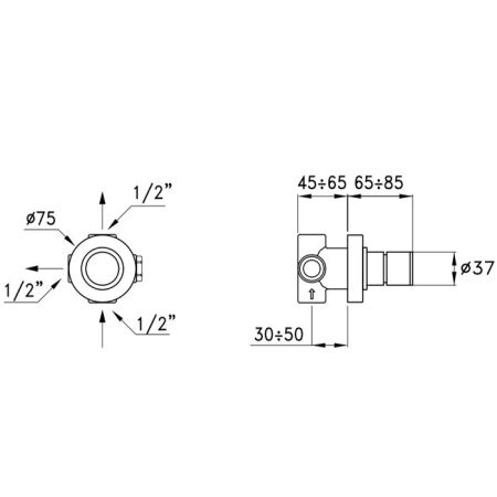 Stella Bamboo Встраиваемый переключатель для душа 0/153 на 2 выхода, цвет: хром