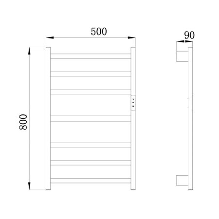 Полотенцесушитель электрический RAGLO R350.07.05 настенный сенсорный с терморегулятором, сатин