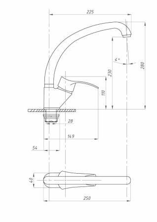 Смеситель для кухни ПСМ-ПРОФСАН PSM-335-023 ПЛЮС тип См-МОЦБА, артикул PSM-335-023