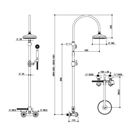 Bongio Radiant Смеситель для душа, цвет хром, артикул 02537CR0D