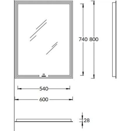 Зеркало MIO прямоугольное с диммером 60, белое, артикул MIO.mi.60\WHT