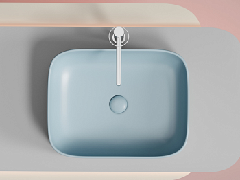 Умывальник чаша накладная прямоугольная (цвет Голубой Матовый) Элемент (Element) 505x380x150мм