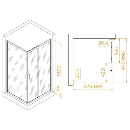Душевой уголок RGW PA-245B (Прозрачное, 900x1000), артикул 410824590-14