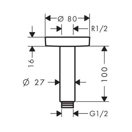 HG Потолочное подсоединение верхнего душа 100мм, цвет: черный матовый, артикул 27393670