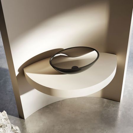 Раковина прозрачная Vincea VBS-6T11B, 500*350*150, накладная, цвет черный, артикул VBS-6T11B