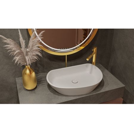 Умывальник WHITECROSS Ametrine 60x37 (белый мат) иск. камень, артикул 0718.060037.200