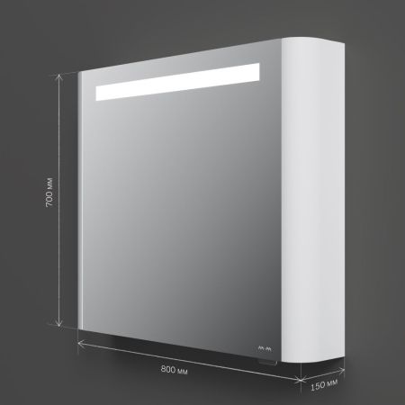 M30MCR0801WG Sensation, зеркало, зеркальный шкаф, правый,80 см, с подсветкой, белый, глянец, шт