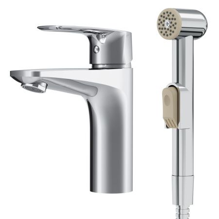 F90A03000 Gem, смеситель для умывальника с гиг.душем, излив 99 мм, хром, шт F90A03000 Gem, смеситель для умывальника с гиг.душем, излив 99 мм, хром, шт