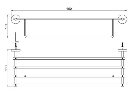 Полка для полотенец AQUATEK, матовый черный AQ4615MB БЕТТА, артикул AQ4615MB