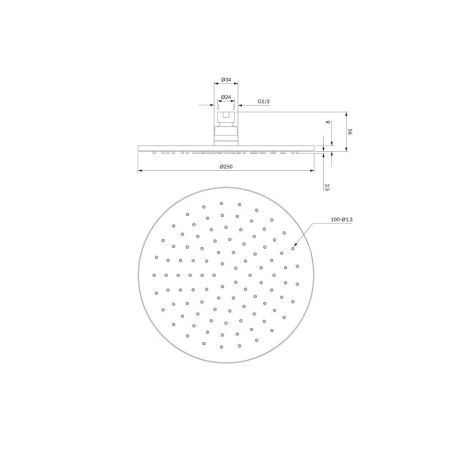 Верхний душ OMNIRES D=25 см WG125CAT (антрацит)