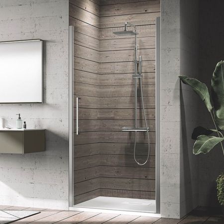 NOVELLINI YOUNG Дверь для душа 880-920х2000 мм., распашная, одностворчатая, реверсивная, открывание внутрь и наружу, профиль хром, стекло прозрачное