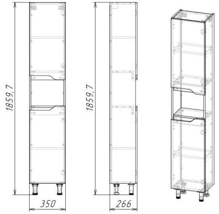 Шкаф-пенал "Абигель 35", универсальный, серый / цемент, артикул SP-00001036