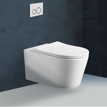 Унитаз подвесной Cute VT1-24 безободковый, цвет белый, ультратонкое soft-close сиденье, артикул VT1-24