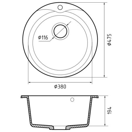 Кухонная мойка GranFest RONDO 480, иней, артикул R-480 иней