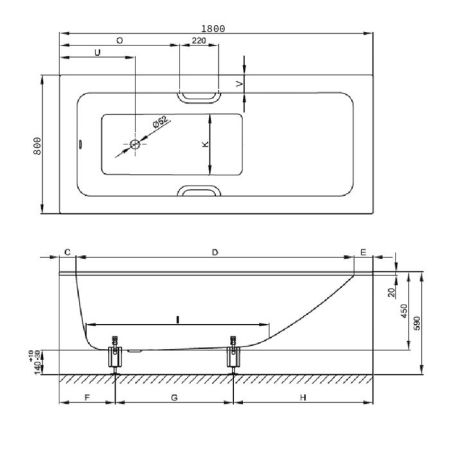 BETTE One Relax Ванна с шумоизоляцией 180х80х45, цвет белый, артикул 3323-000