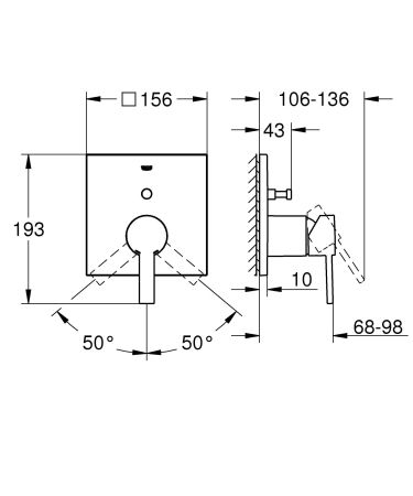 Смеситель однорычажный для ванны GROHE Allure, квадратная розетка (24070000), артикул 24070000
