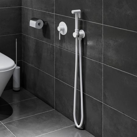 Смеситель встроенный с гигиеническим душем Timo Saona 2389/16SM белый матовый