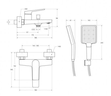 ARDENTE Комплект смесителей для ванной - смеситель для ванны и смеситель для раковины, артикул ARDENTE-VASM/LVM-CRM