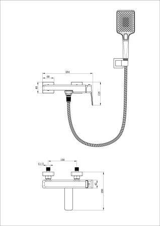 Смеситель для ванны с душем WONZON & WOGHAND DIAMOND, Хром (WW-88639011-CR)