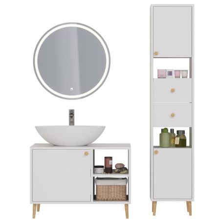 Тумба с раковиной напольная Dreja Luno 80 см, белый, артикул 99-2002-com