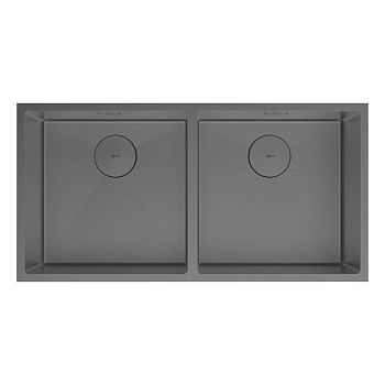 Кухонная мойка Lemark PRORAN 900 прямоугольная с двумя чашами из нержавеющей стали цвет: графит (9936139)