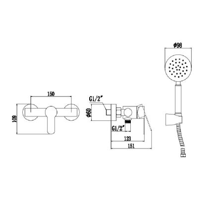Смеситель для душа Fmark FS8203H, черный