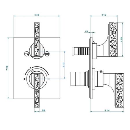 THG Встраиваемая часть термостатического смесителя, с переключателем на 2 положения