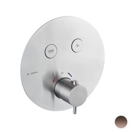 Newform X-STEEL 316 Наружная часть для термостатического смесителя, на 2 источника, переключение - кнопки (для 27751) цвет: PVD Brushed copper bronze, артикул 70426EX.59.067