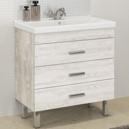 Тумба с раковиной Comforty Никосия 80Н 4142204 Дуб белый