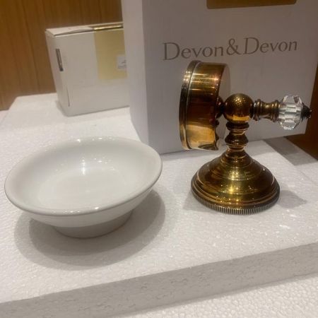 Devon Gemstone Мыльница подвесная, цвет держателя  античная латунь, артикул GEM701-OTS