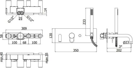 Смеситель для ванны с душем Paffoni Joker JK001NO (с внутренней частью), артикул JK001NO