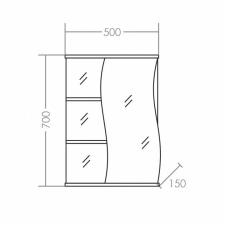 Зеркало "Волна-500" прав, артикул 101006