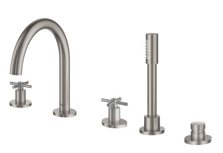 Смеситель для ванны GROHE Atrio New с ручным душем и переключателем, суперсталь (19923DC3), артикул 19923DC3