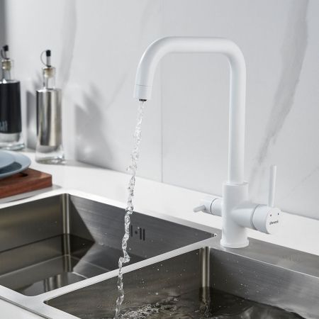 Смеситель для кухни с подключением фильтра Shevanik S228C, белый, артикул S228C