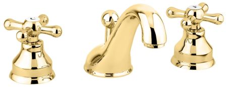 Смеситель Deco Classic с донным клапаном для раковины на 3 отверстия, цвет золото, артикул 12033OR