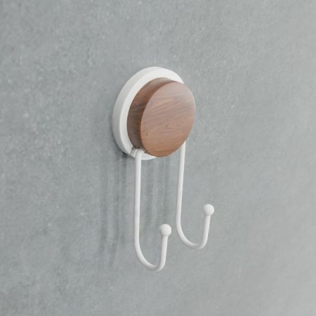 Двойной крючок для ванной FIXSEN MAGIC WHITE FX-47005A, белый/коричневый, артикул FX-47005A