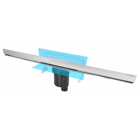 Желоб BERGES водосток WALL 1000 пристенный, хром глянец, S-сифон D50/105 H50 вертикальный, артикул 091057