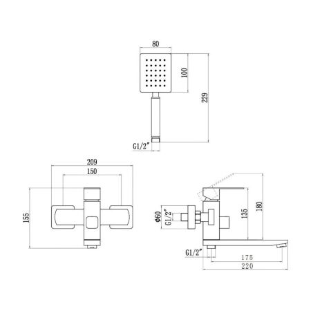 Смеситель для ванны Fmark FS8104H, черный
